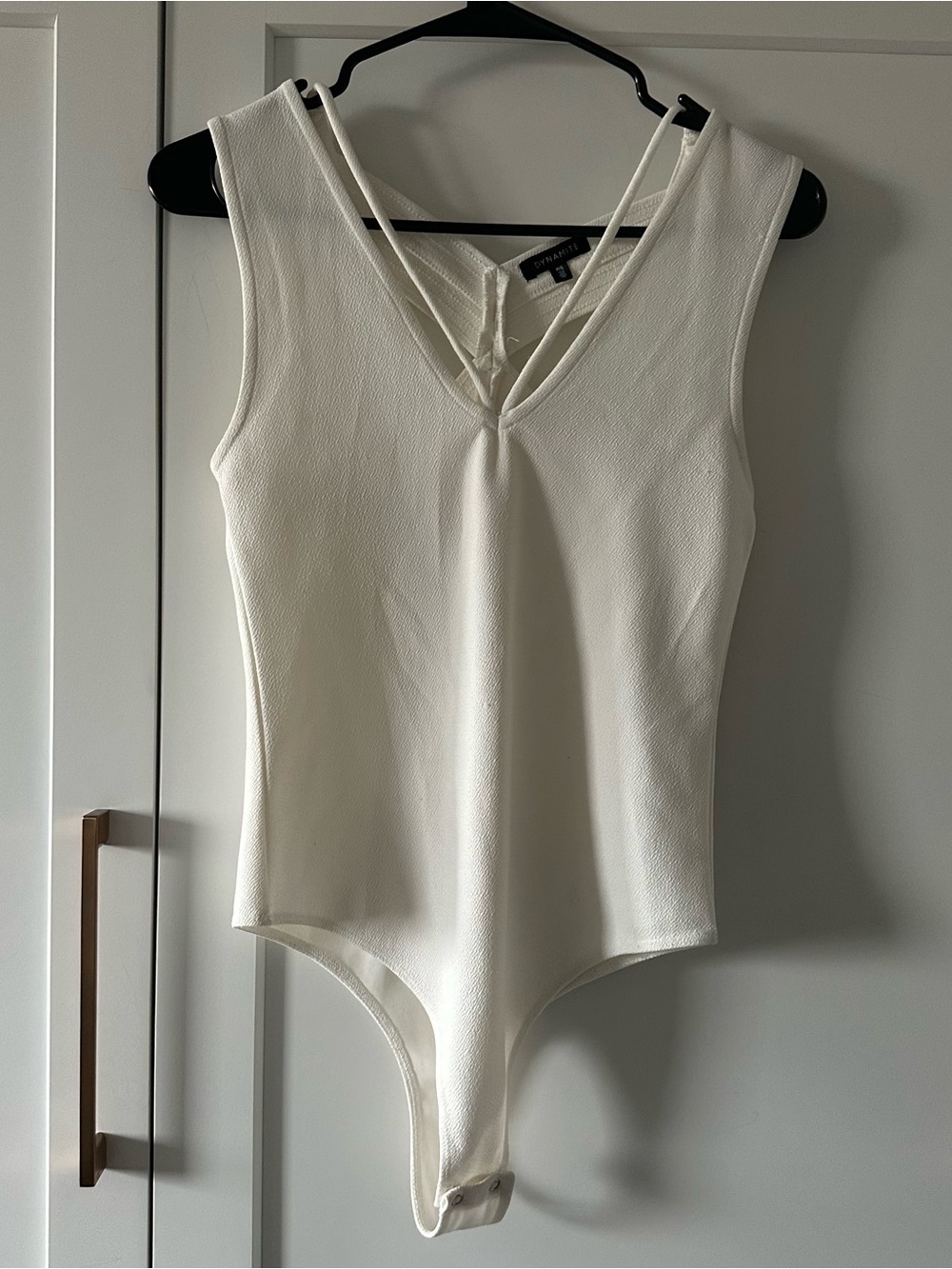 Dynamite Cream V-Neck Strappy Bodysuit